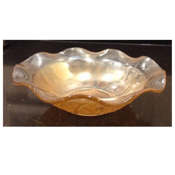 Jeannette Glass  iridescent ruffled or scalloped bowl 9.5" diameter - Picture 1 of 3